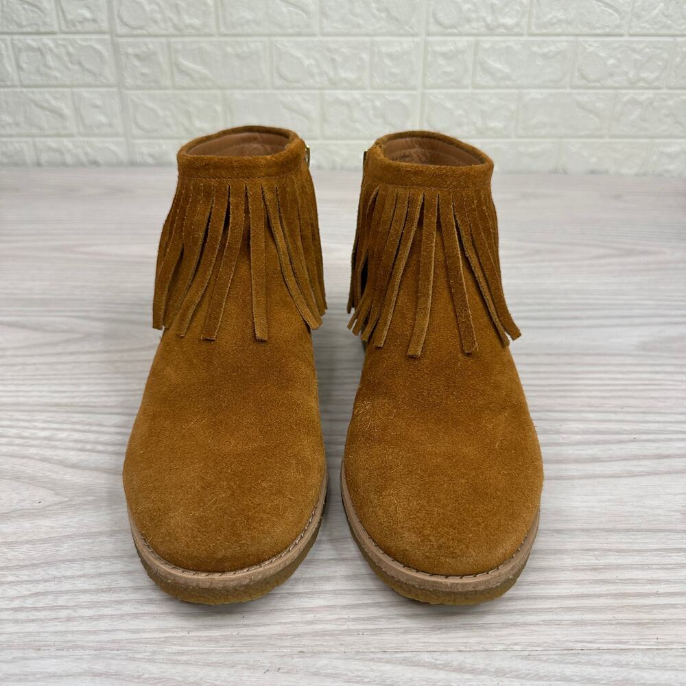 Kate Spade Boots Betsie Too Fringe Suede Ankle Bootie WMNS 7.5 Camel Brown - Picture 3 of 11
